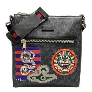 GUCCI Gucci Courier/GG Supreme Messenger Bag 474137 Black Dark Gray Multi PVC